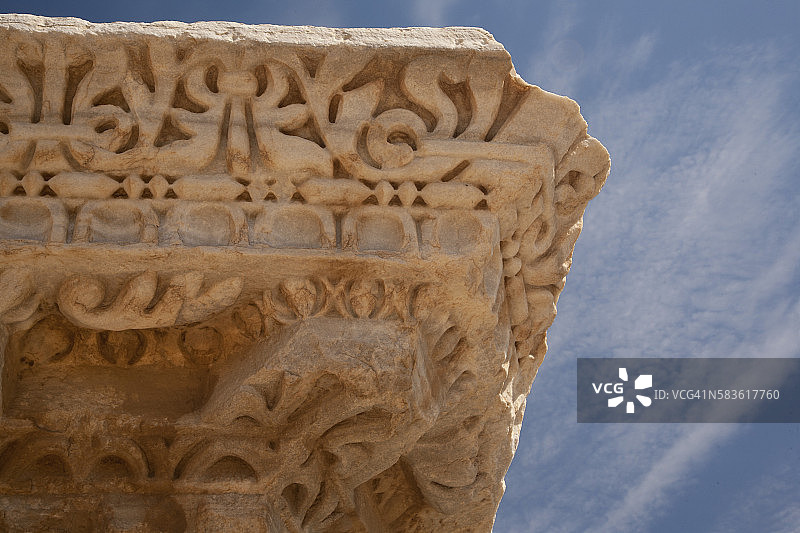 以色列凯撒利亚的古罗马柱图片素材