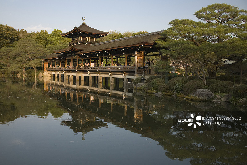 平安神宫的庭院和湖泊图片素材