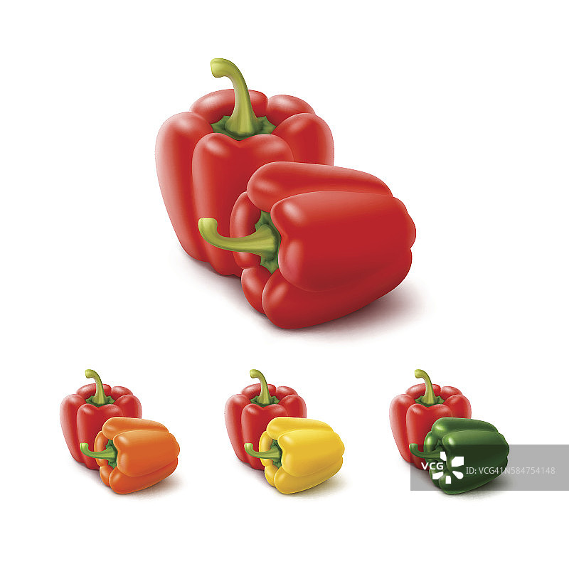 彩色甜椒：黄、绿、橙、红四色保加利亚甜椒图片素材