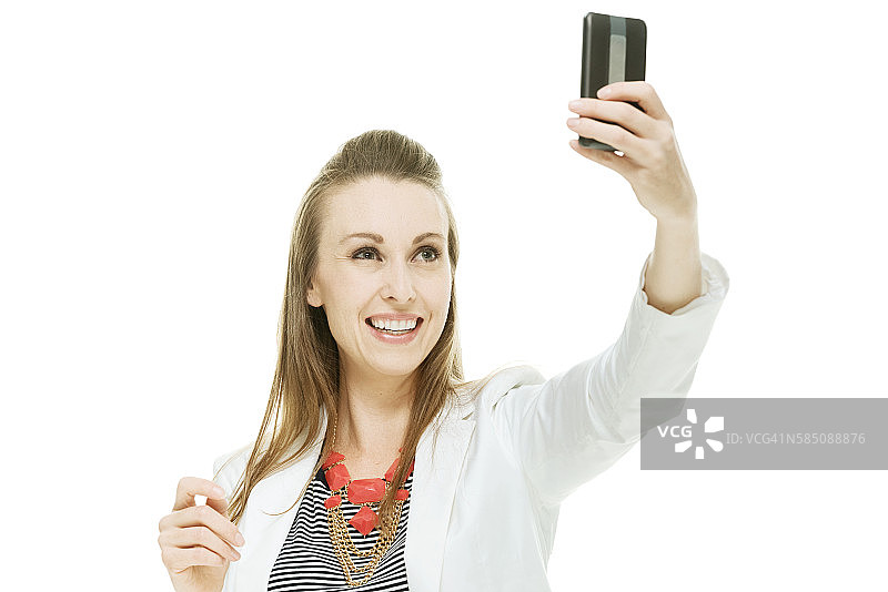 自拍的快乐女商人图片素材