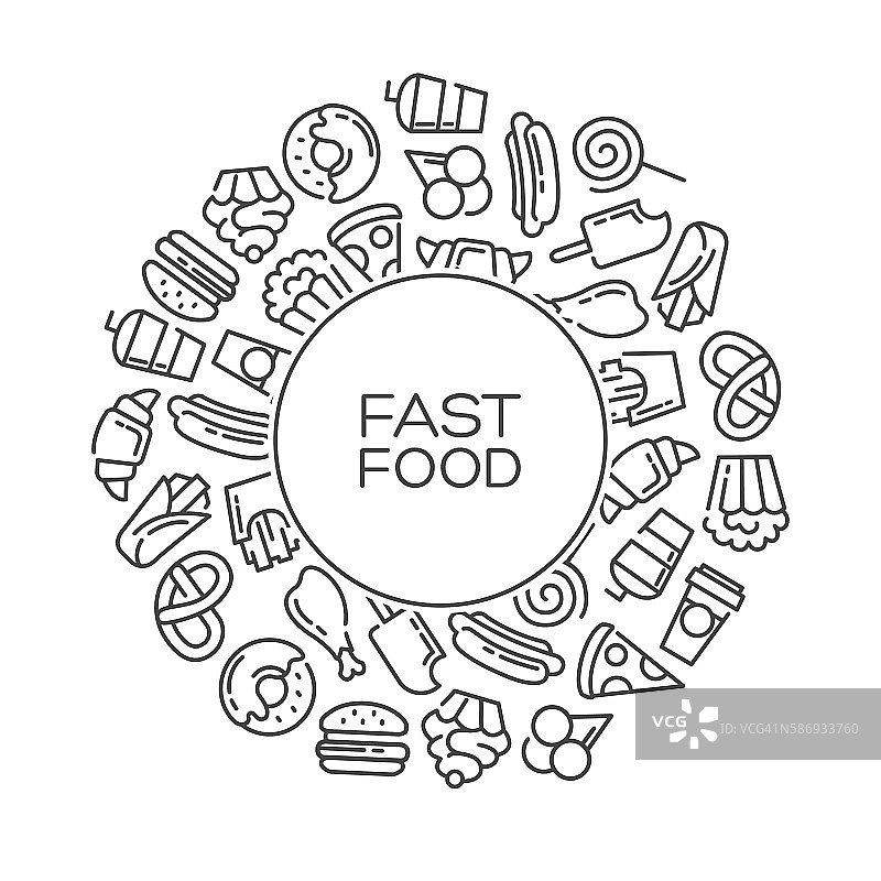 快餐店菜单卡通矢量背景图片素材