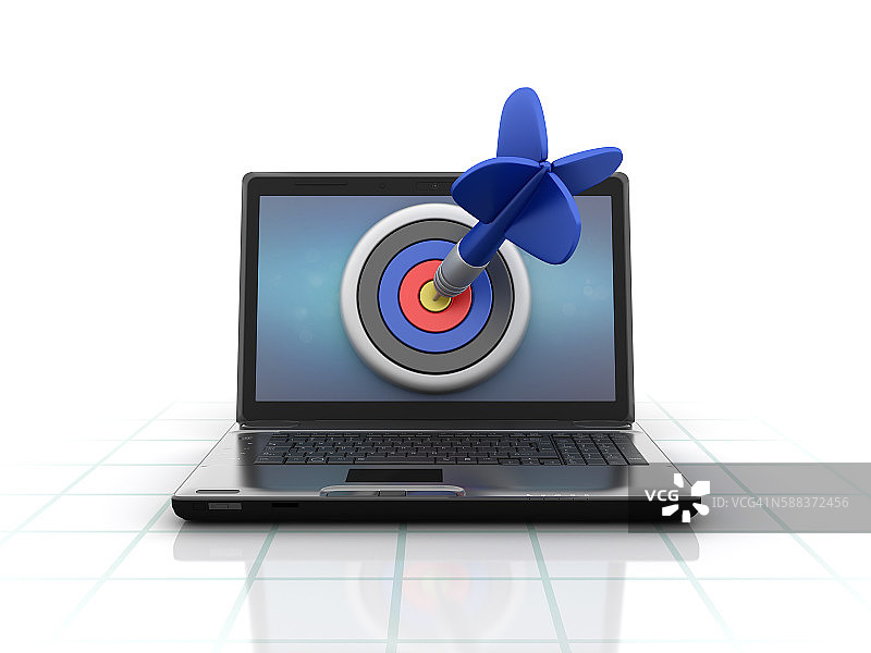 带有靶心和飞镖的笔记本电脑图片素材
