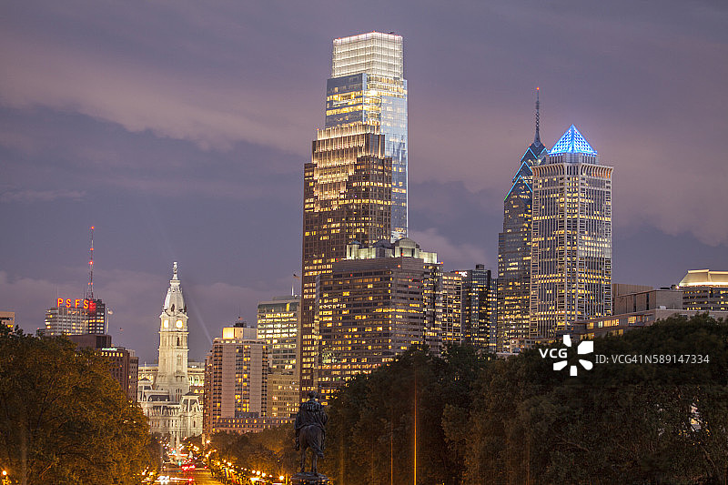 费城中心城区天际线图片素材