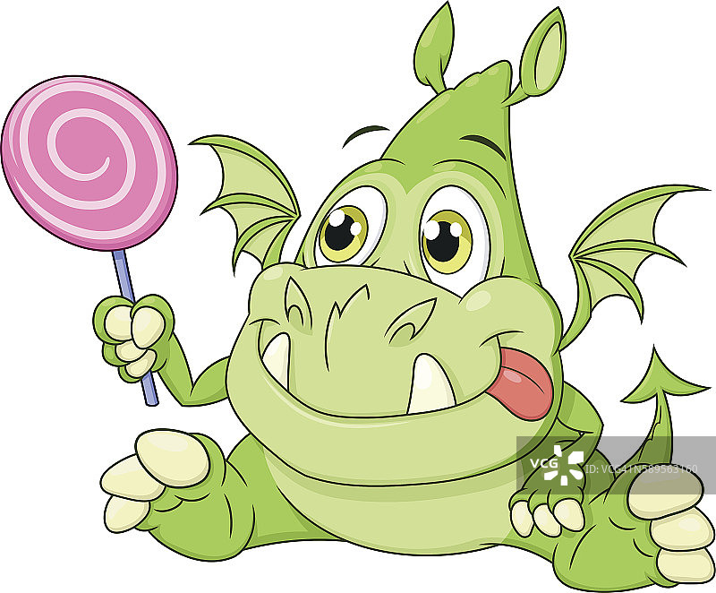 拿着糖果的龙宝宝图片素材