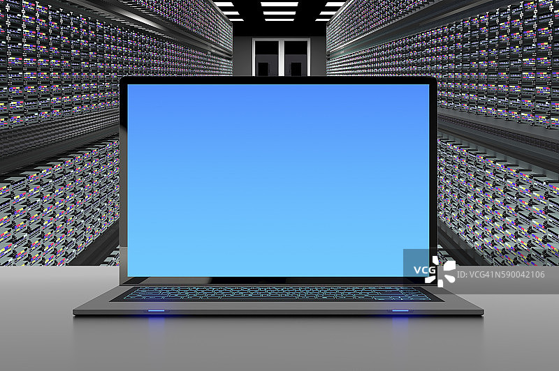 笔记本电脑和数据中心图片素材