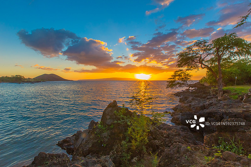 夏威夷海滩日落图片素材