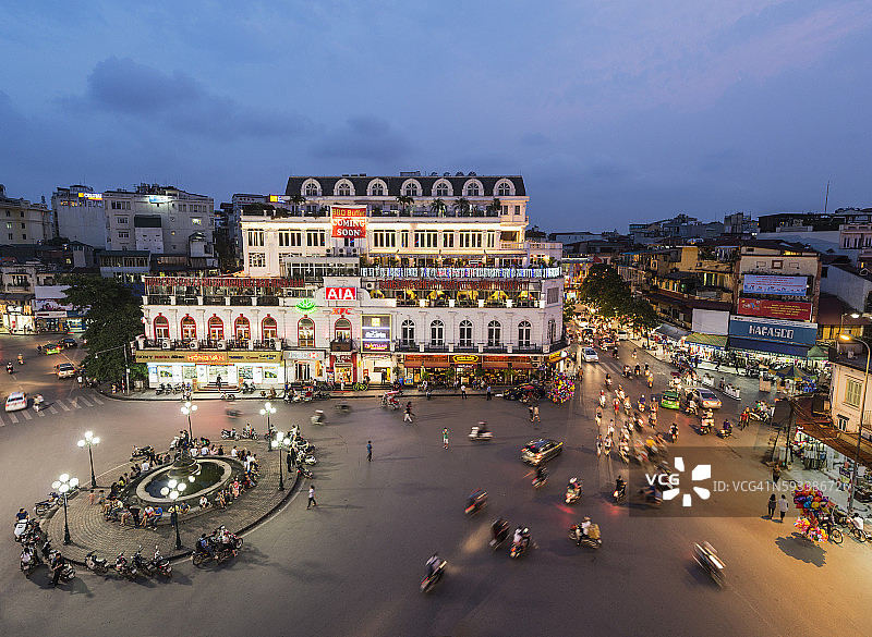越南河内城市中心黄昏景色图片素材