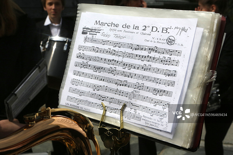 “第二装甲师进行曲”乐谱。军乐队。图片素材