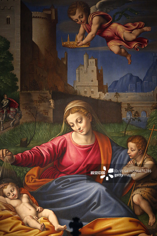 米兰圣安博gio大教堂内的绘画作品图片素材