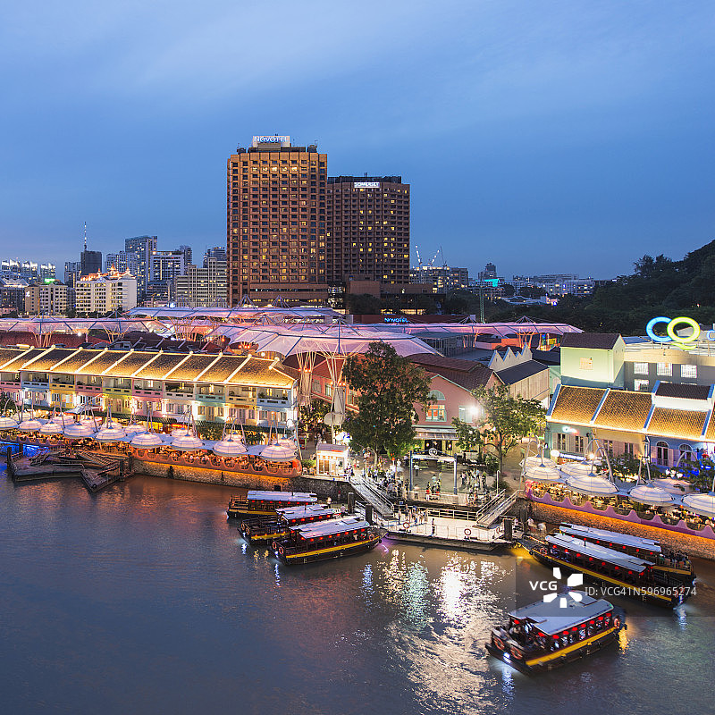 新加坡克拉码头夜景图片素材