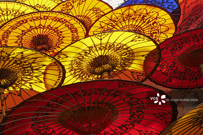 缅甸勃生伞厂，伊洛瓦底省图片素材