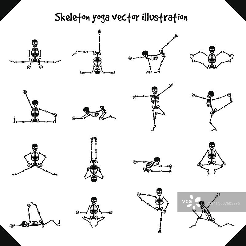 瑜伽姿势的骷髅图片素材