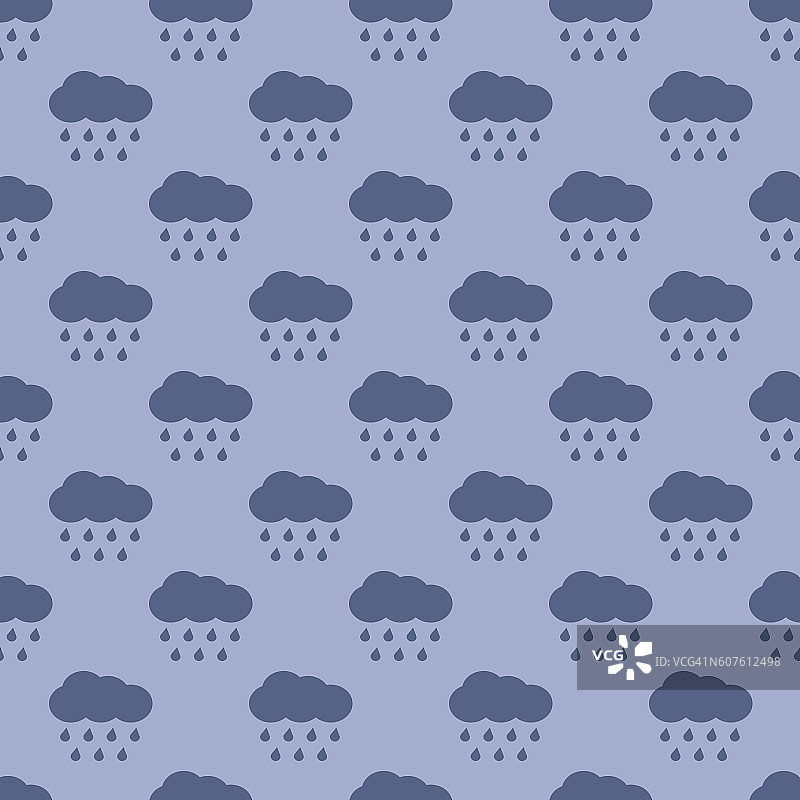 云和雨天气无缝矢量图案图片素材