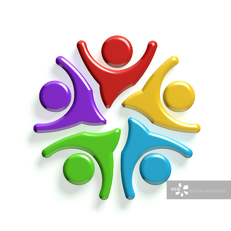 人们欢快协作团队3D渲染插图图片素材