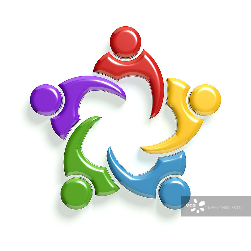 会议中的一群人，3D插图，协作概念图片素材