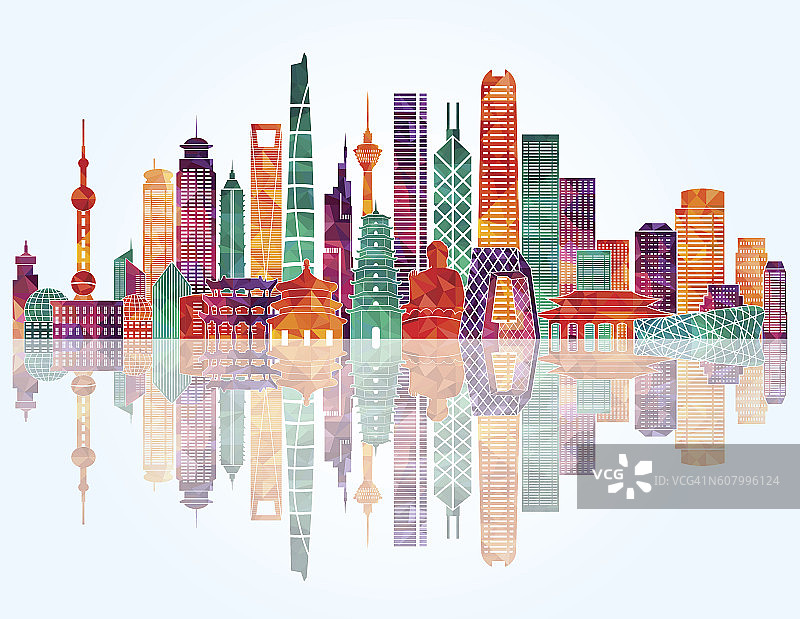 中国天际线矢量图图片素材