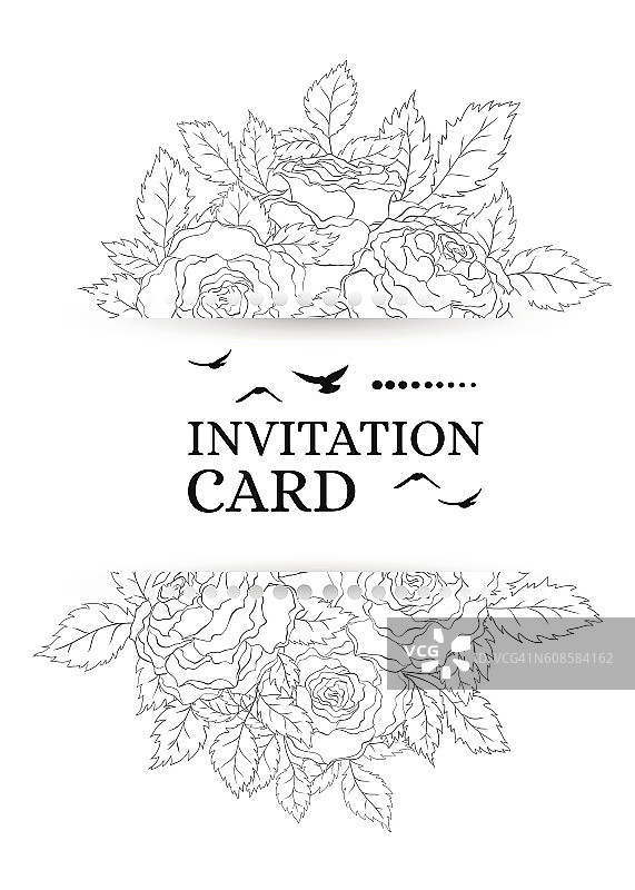 复古浪漫玫瑰邀请卡图片素材