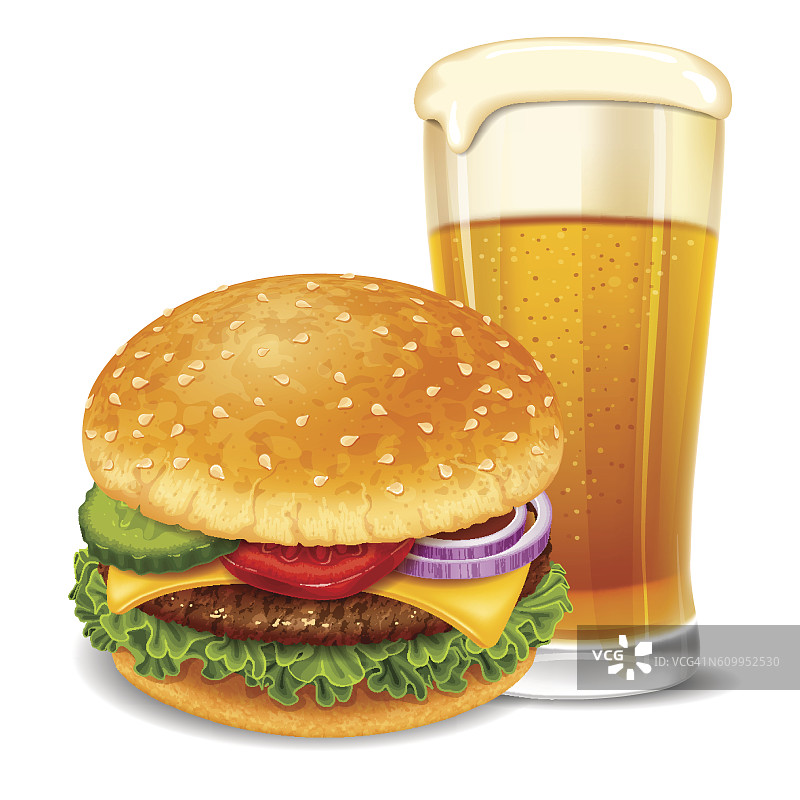 汉堡与啤酒图片素材