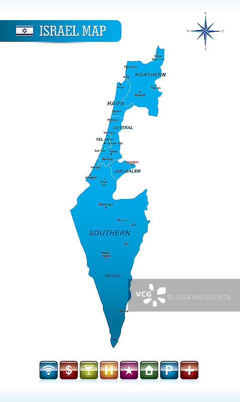 以色列矢量地图图片素材