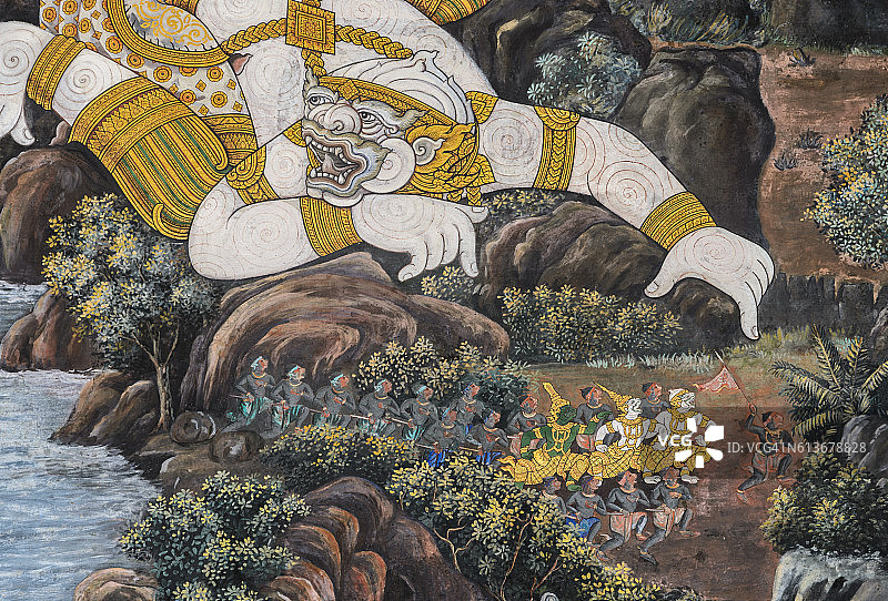 《罗摩衍那》史诗的传统泰国绘画图片素材