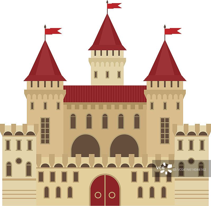 矢量插画：扁平风格的城堡图片素材