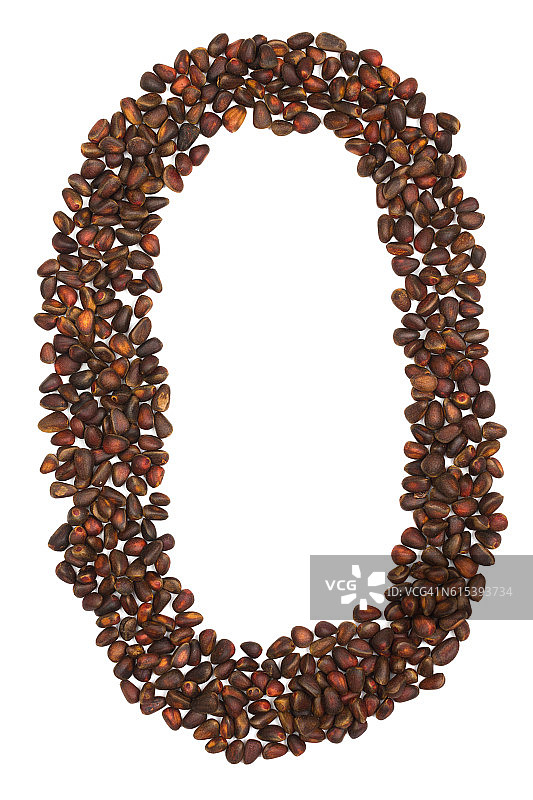 雪松坚果制成的数字0图片素材