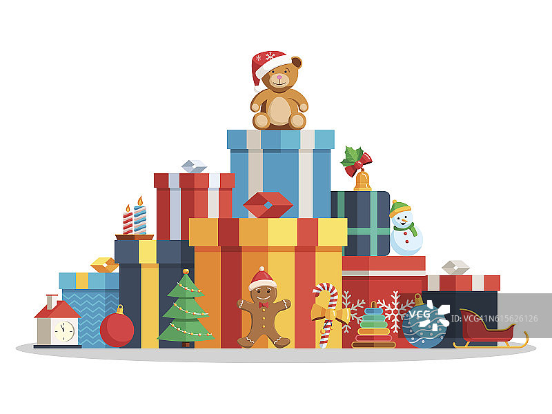 成堆的礼品盒和玩具图片素材