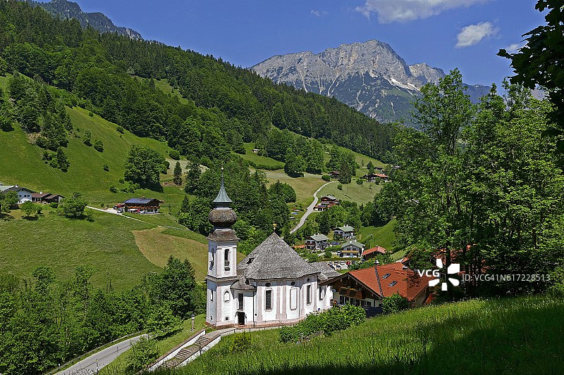 贝希特斯加登附近玛利亚格恩教堂，巴伐利亚图片素材