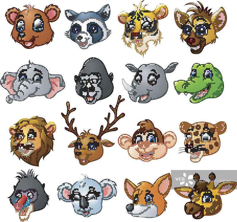 卡通动物头像合集图片素材