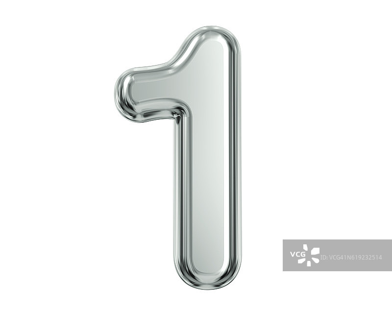 银色数字1图片素材