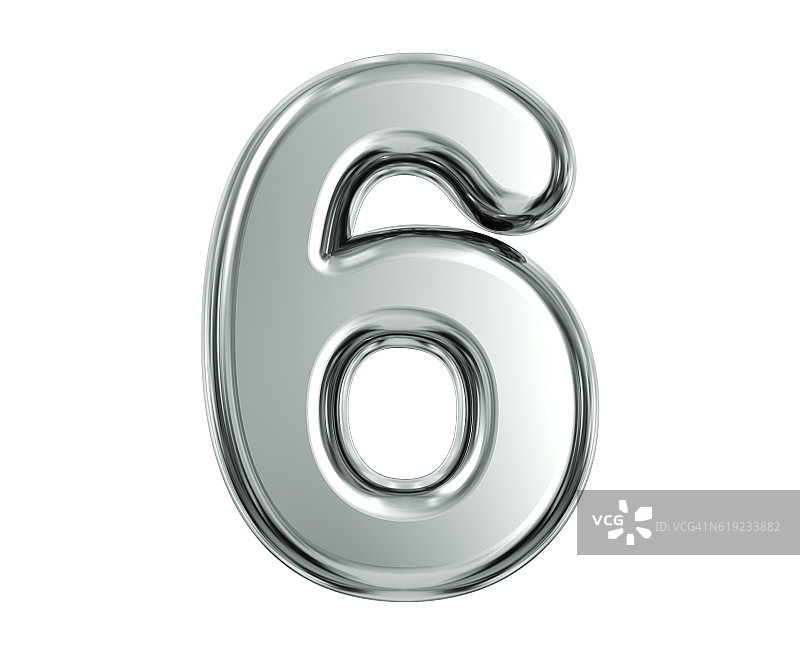 银色数字6图片素材