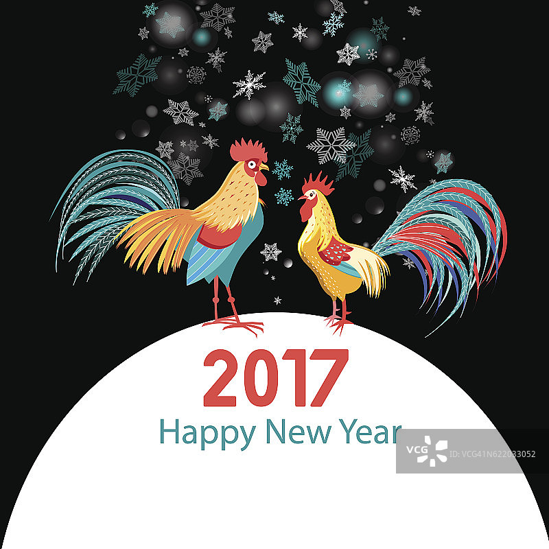 带有公鸡的圣诞卡片图片素材