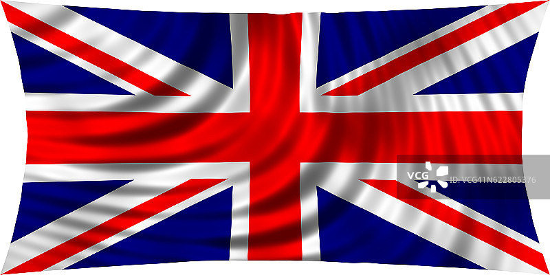 在白色背景上飘扬的英国国旗图片素材