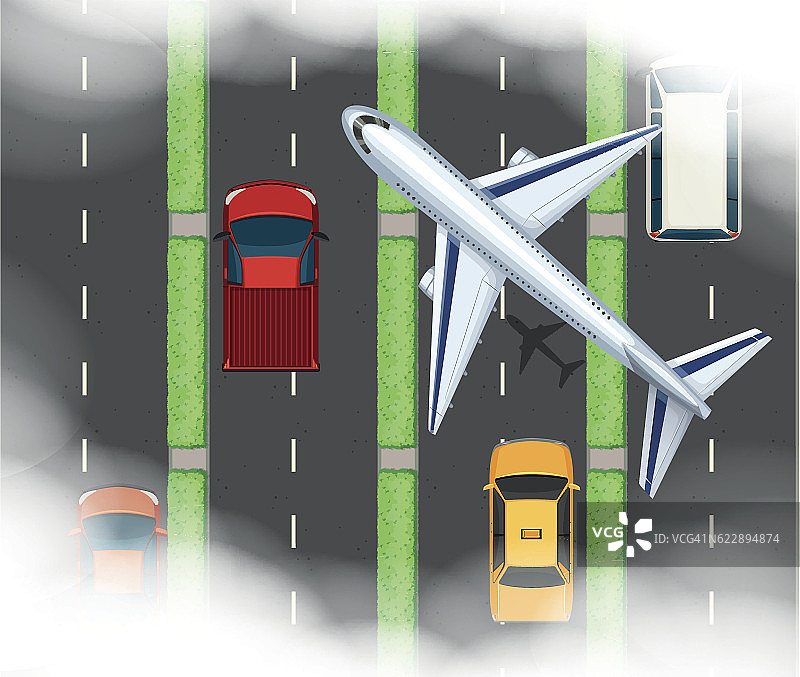 飞行在天空中的飞机航拍图片素材