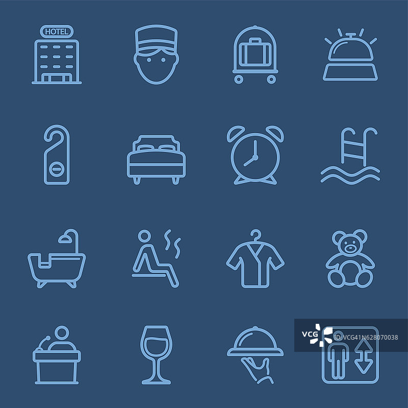 酒店蓝线图标图片素材
