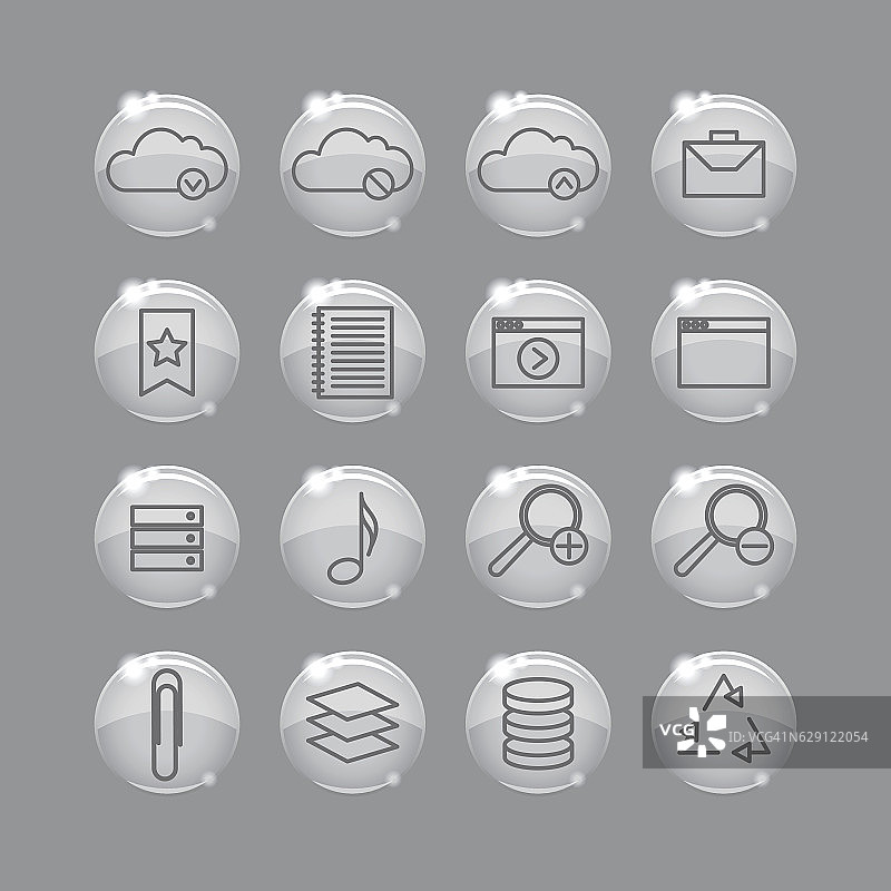 闪亮玻璃细线界面图标集图片素材