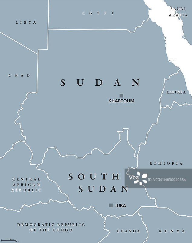 苏丹和南苏丹政治地图图片素材