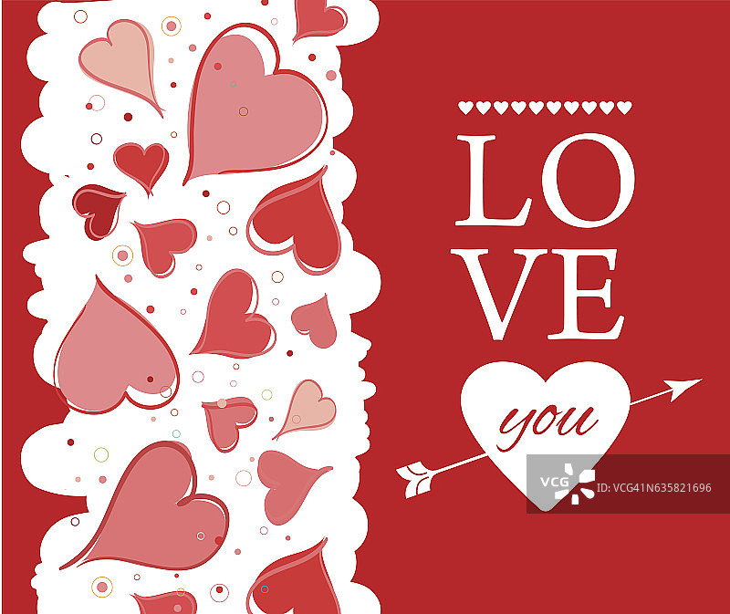 红色背景“我爱你”问候卡矢量图图片素材