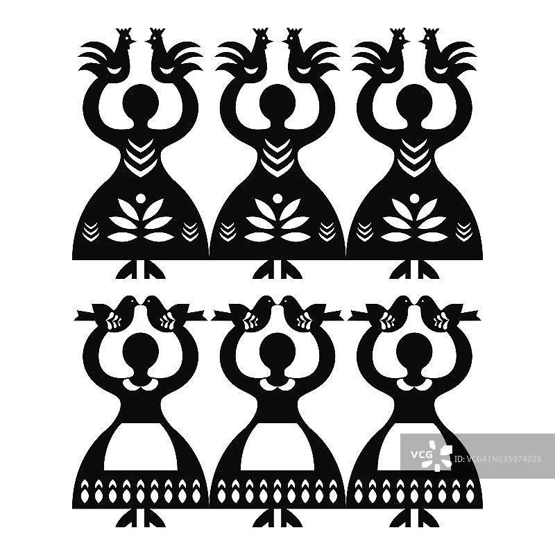 波兰民间艺术图案Wycinanki Kolbielskie图片素材