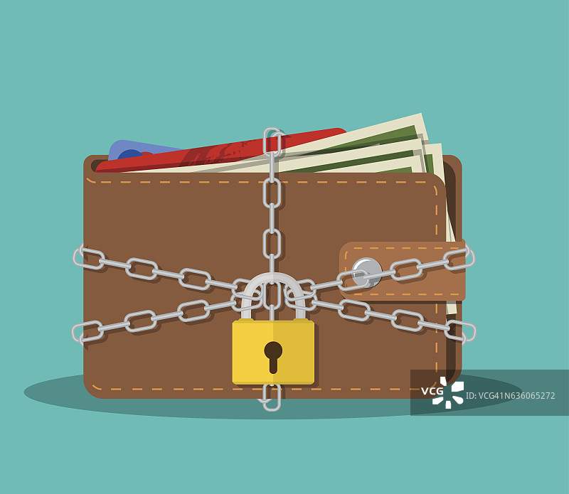 合上的棕色皮夹与美元现金图片素材