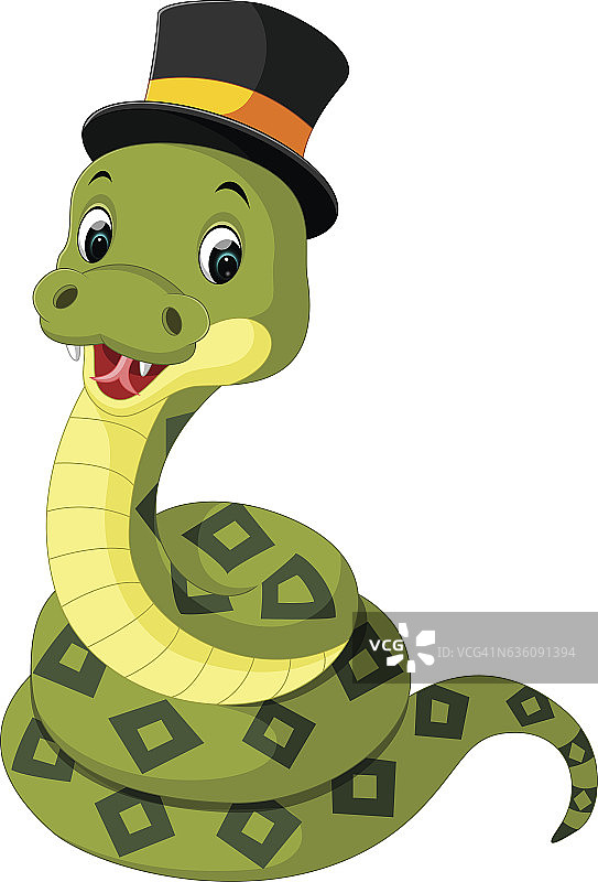 可爱绿色卡通蛇图片素材