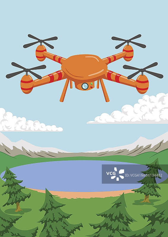 户外四轴飞行器飞行图片素材