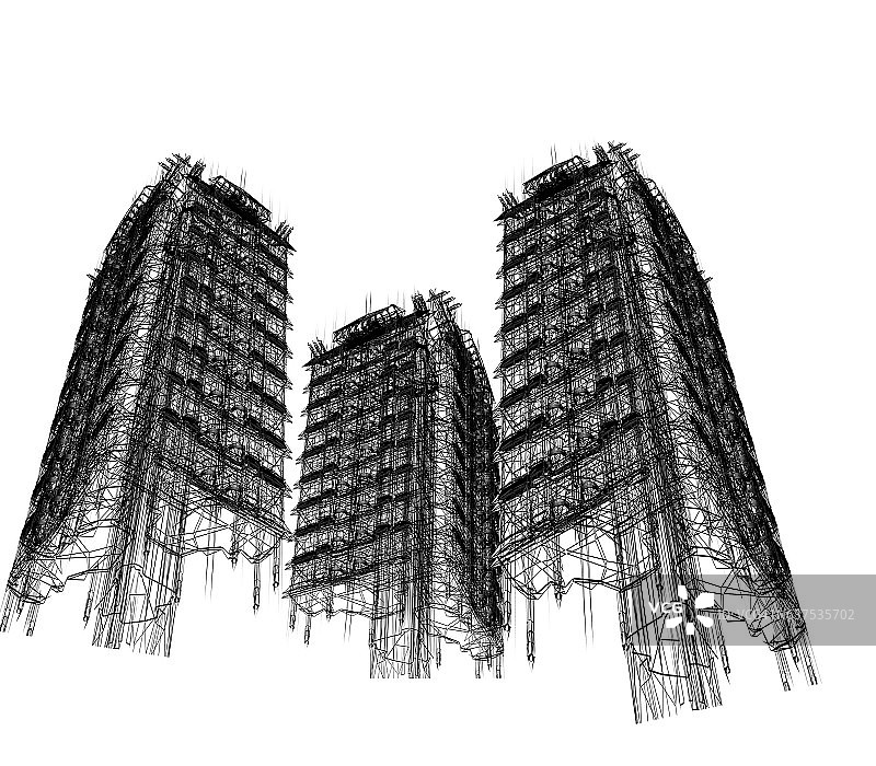 三个抽象的摩天大楼图片素材