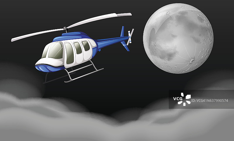 夜间飞行的直升机图片素材