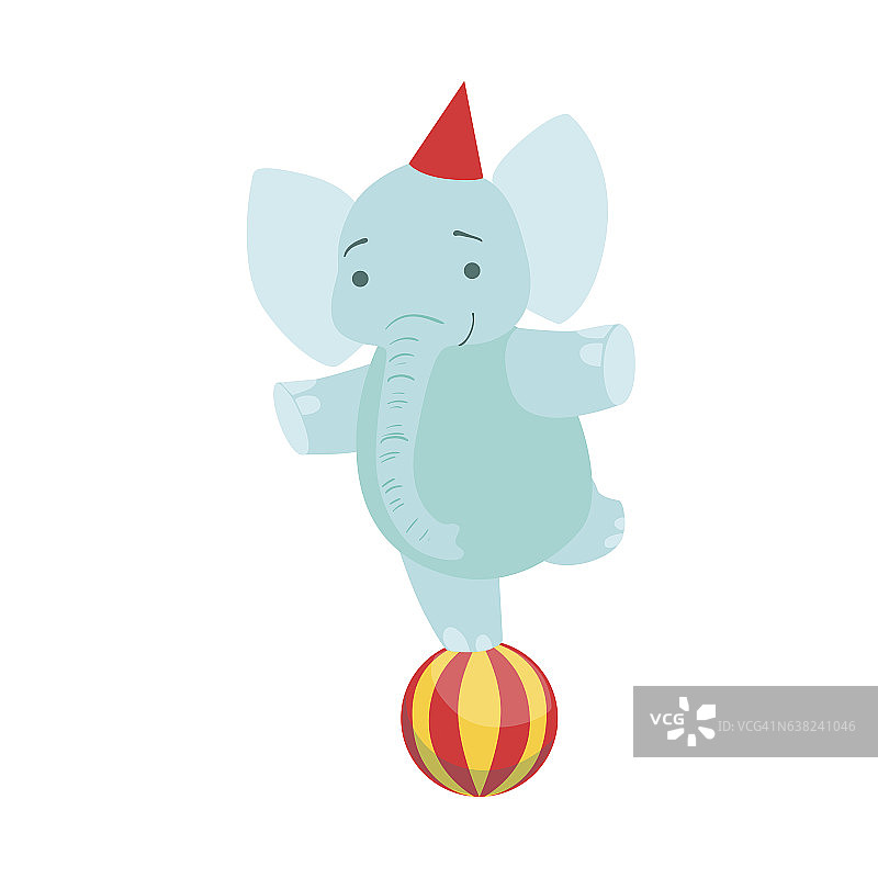 马戏团训练有素的动物表演：大象平衡表演图片素材