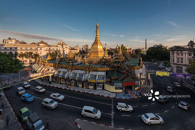 仰光苏雷塔，缅甸图片素材