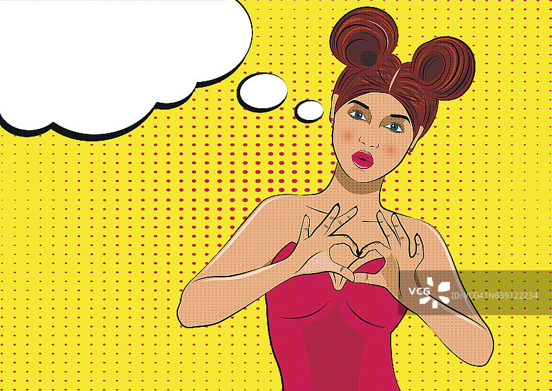 波普艺术风格女性手势爱心图片素材