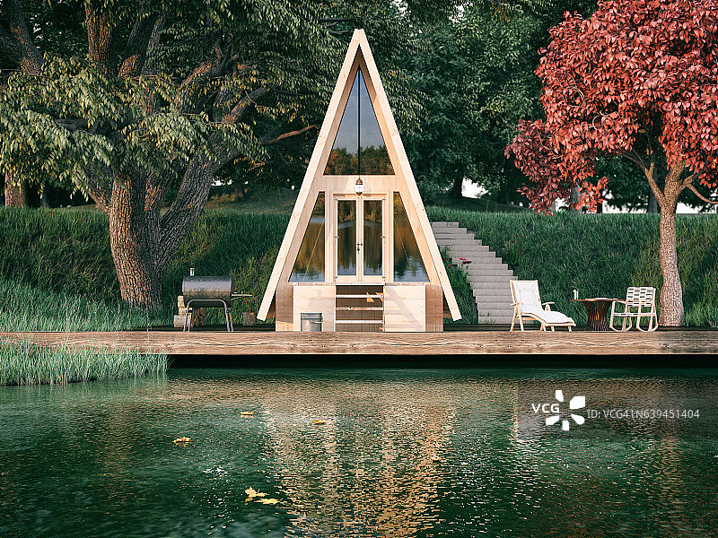 湖边小屋图片素材