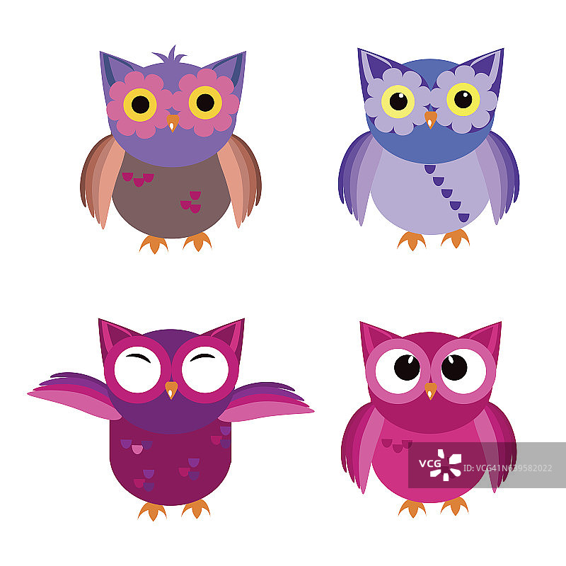 卡通猫头鹰矢量插画图片素材