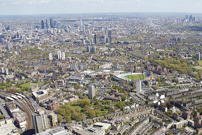 伦敦兰贝斯椭圆形板球场东部航拍景观（英国SW8 SE11）图片素材